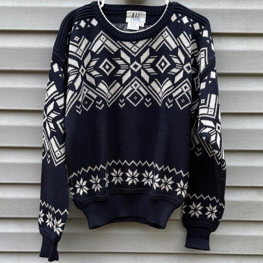 Nils | Vintage Navy White Wool Blend Sweater size Medium